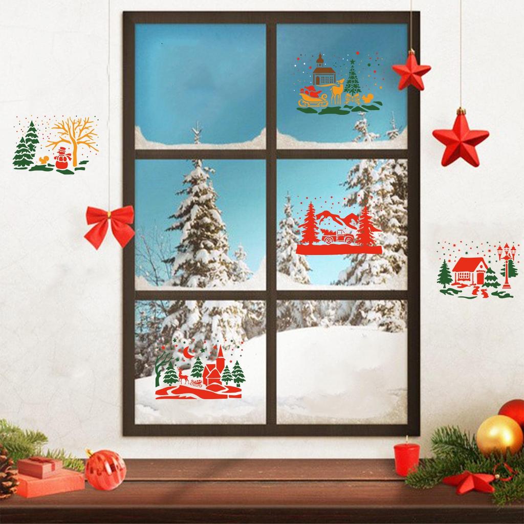 Christmas Stencils Merry Christmas Decorations for Home 2025 Navidad Natal Xmas Wall Window DIY Stencils Ornament New Year 2026