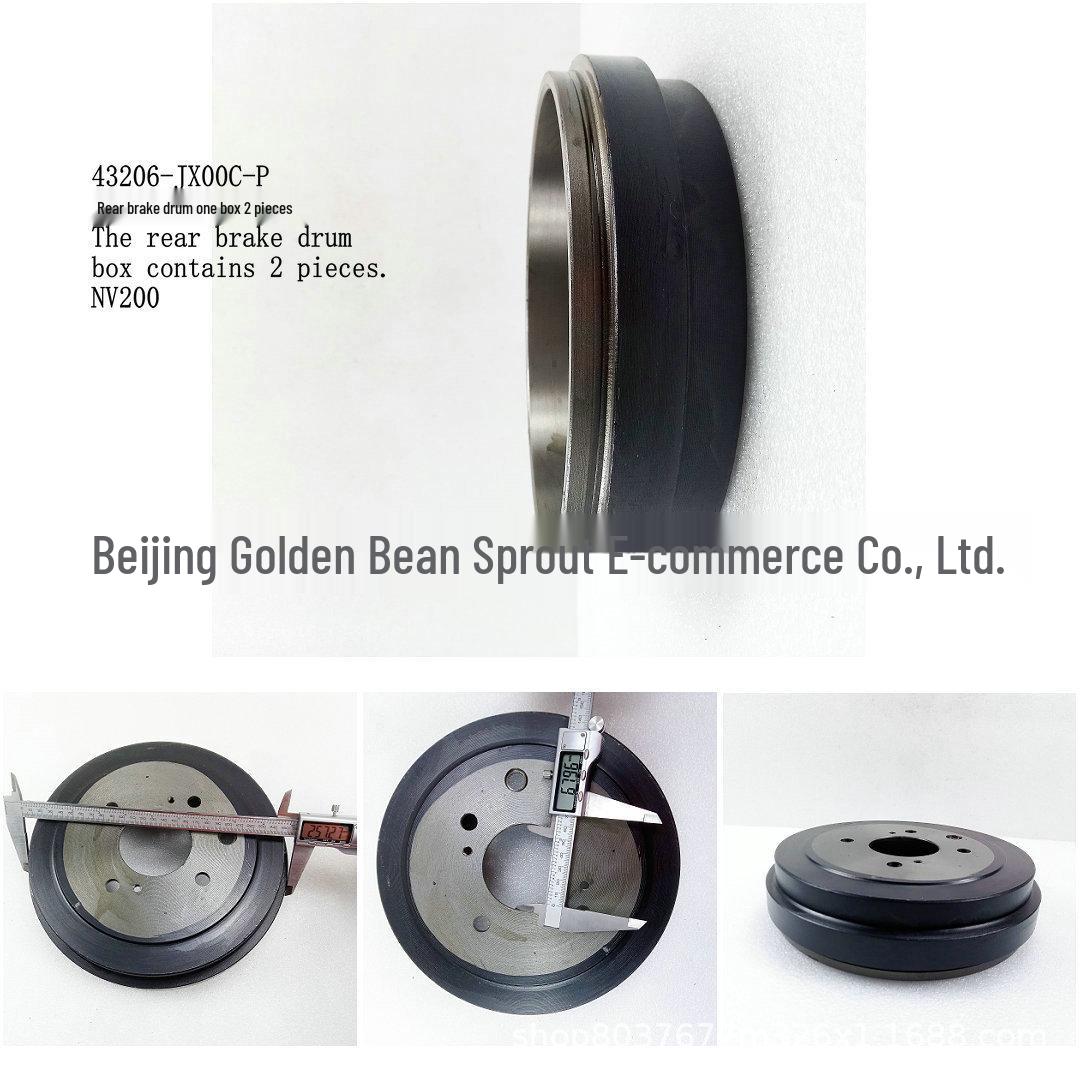 Rear Brake Drum Set (2) - Compatible with Nissan NV200 Neutral