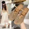 Large Size Flat Bottom Slippers for Women In Summer Fishing Net Socks Water Diamonds Two Pairs of Sandals for Women