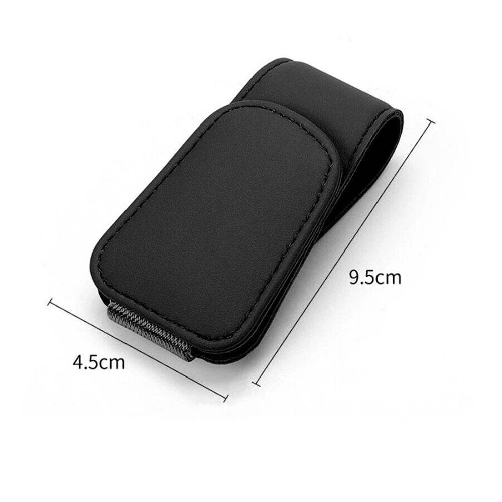 1x Car Sun Visor Glasses Sunglasses Card Holder Clip Magnetic Microfiber Leather