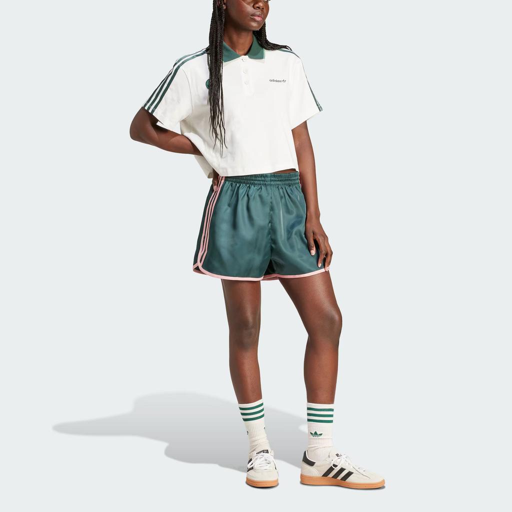 Adidas Loose Crop Polo Shirt With Letter Print Women Tops White IX3555