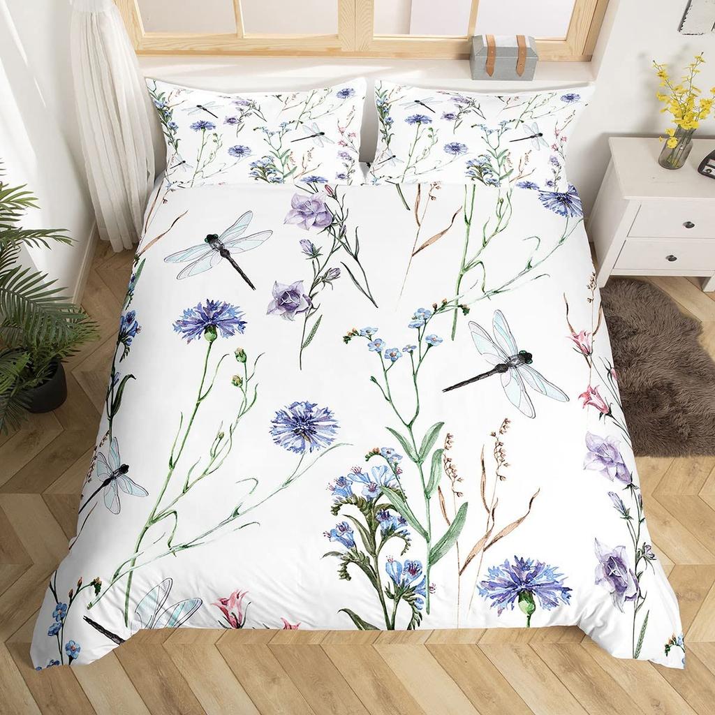 Dragonfly Comforter Cover Queen Size Bedding Set for Kids Boy Girl Room Decor Duvet Cover Set Quilt Cover 3 Piece Full King Size