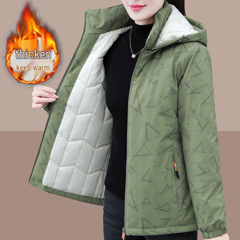 2024 Damen Winter Kapuzenjacke Warm Baumwolle für Mittelalte und Ältere