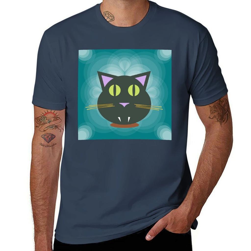 Black Cat Tshirt Minimalist Casual Short Sleeve Top