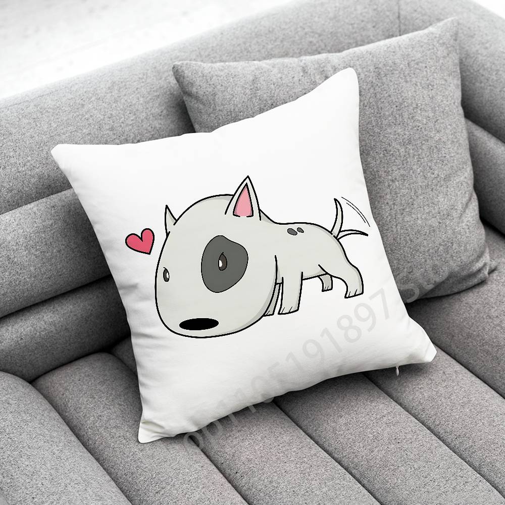 Bull Terrier Dog Puppy Throw Pillow Case For 45x45cm 40x40cm 55x55cm 50x50cm 30x30cm Square Car Pillowcase Shell