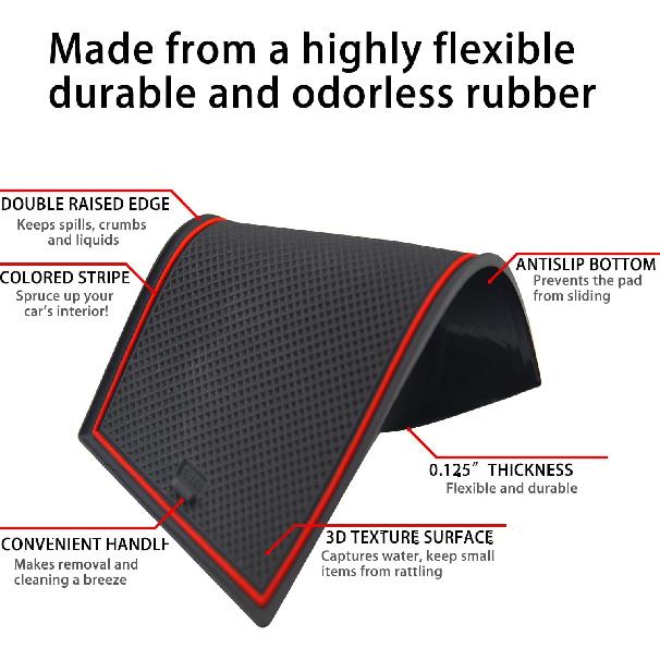 Center Console Liner for Nissan Rogue Accessories - 2024 2025, Cup Holder Mat, Door Pocket Pad, Coaster Trim, Non-Slip Dust Interior,  Rubber
