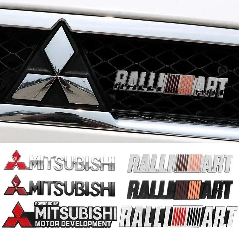 For Mitsubishi RALLIART ASX Triton Outlander Lancer Mirage Xpander Triton Metal 3D Car Front Grille Badge Rear Trunk Sticker UG2