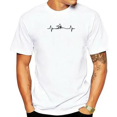 Camiseta divertida de manga corta con cuello redondo y estampado de corazón de remo para hombre, comodidad de verano, ropa urbana, camiseta para el día a día