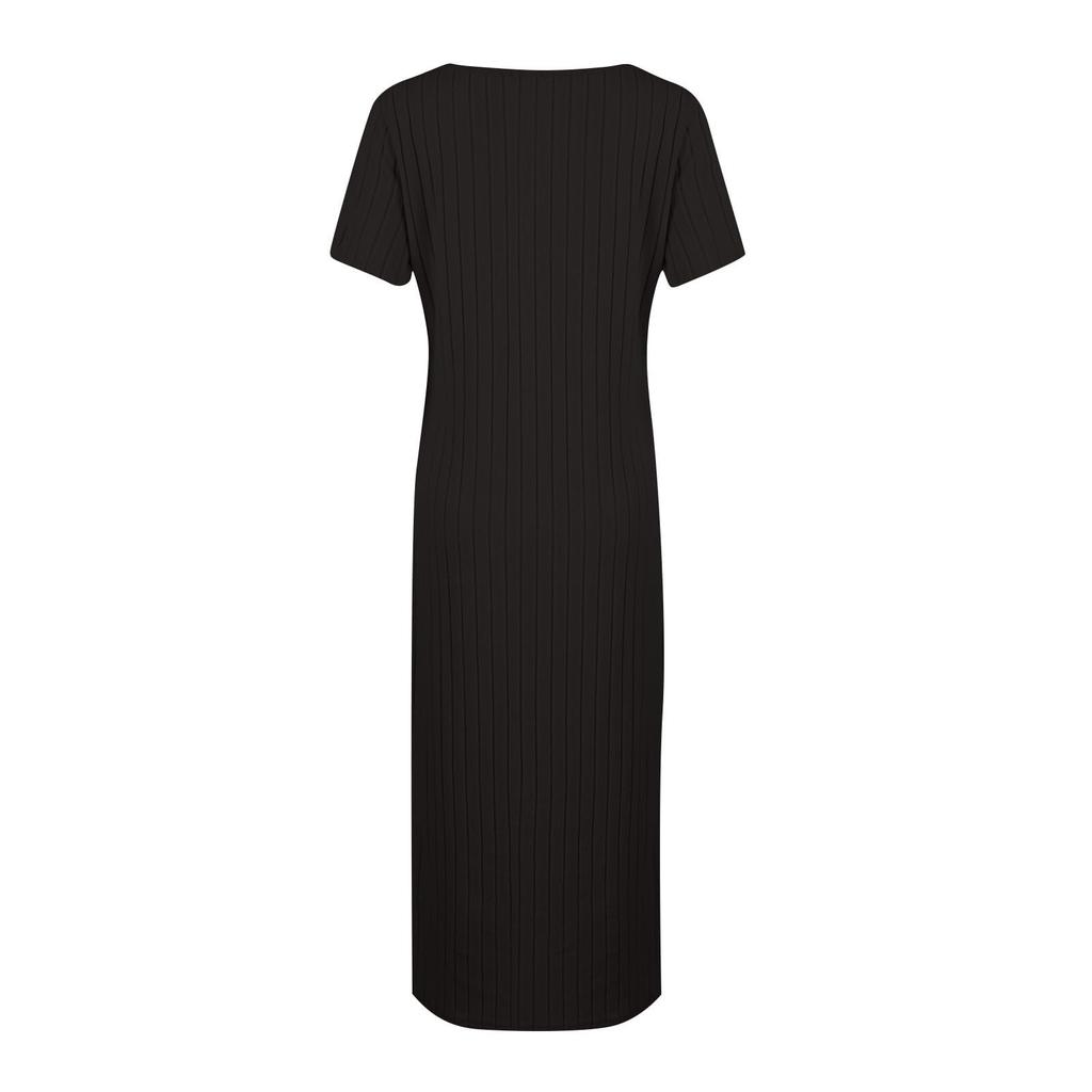 Women's New French Stand Alone Square Neck Short Sleeve Side Slit Dress