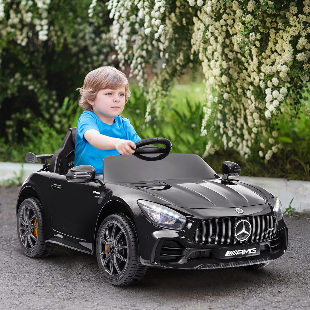 Elektrisches Kinderauto, Mercedes, 3-5 km/h, Fernbedienung, Lichter & Musik, schwarz
