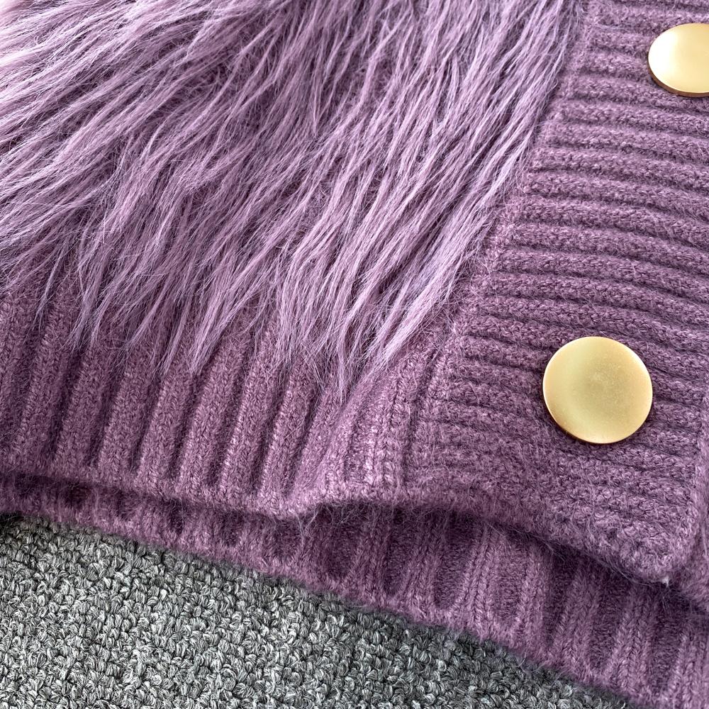 Imitation Mink Sweater Fashion Stand-UP Collar Loose Top Women's  Autumn/Winter Korean Soft Comfortable Cardigan Solid Coat