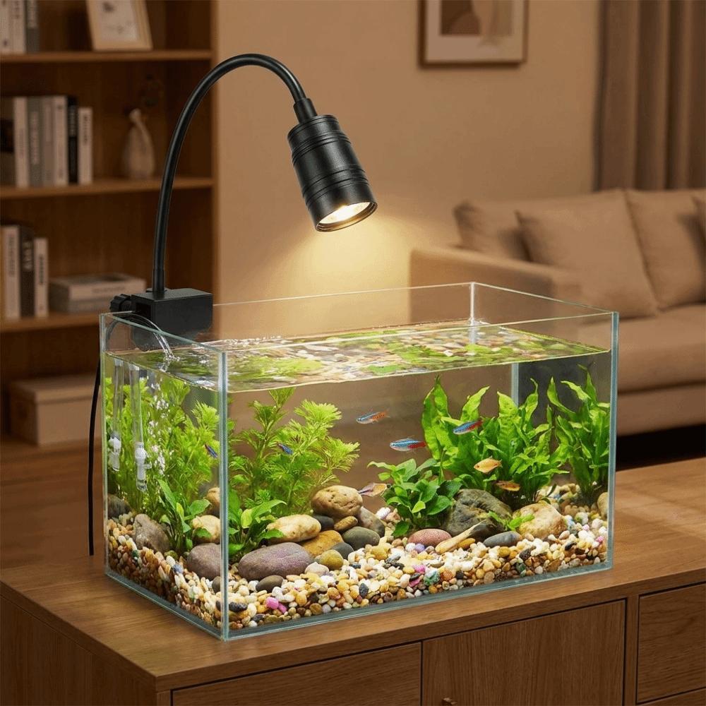 5/6/7W Fish Tank Clip Lamp Aluminum Alloy Variable Focus Aquarium Viewing Light USB Waterproof Plants Grow Lamp