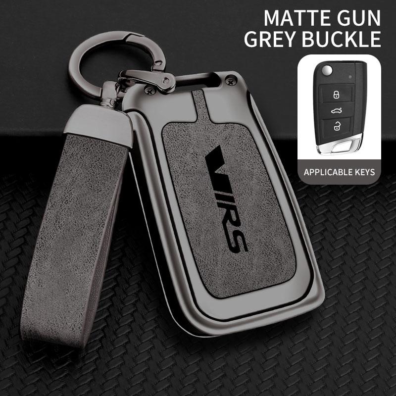 AAABP1 Zinc Alloy Car Remote Control Key Case Cover Holder Shell Fob for Skoda VRS Protection Key Chain Buckle Keyless Accessories