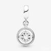 925 Sterling Silver Compass Charm Pendant with Blue Cubic Zirconia Stones for DIY Bracelet Necklace Accessories Jewelry Making