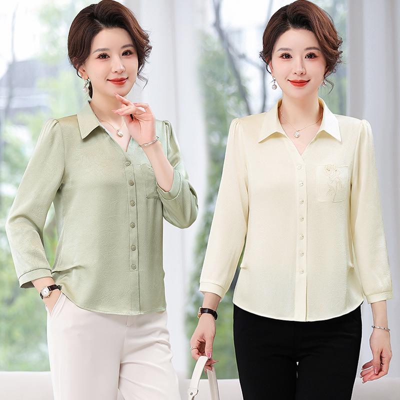 Mom's 2026 Autumn Stylish Lapel Shirt for Middle-aged & Elderly Women