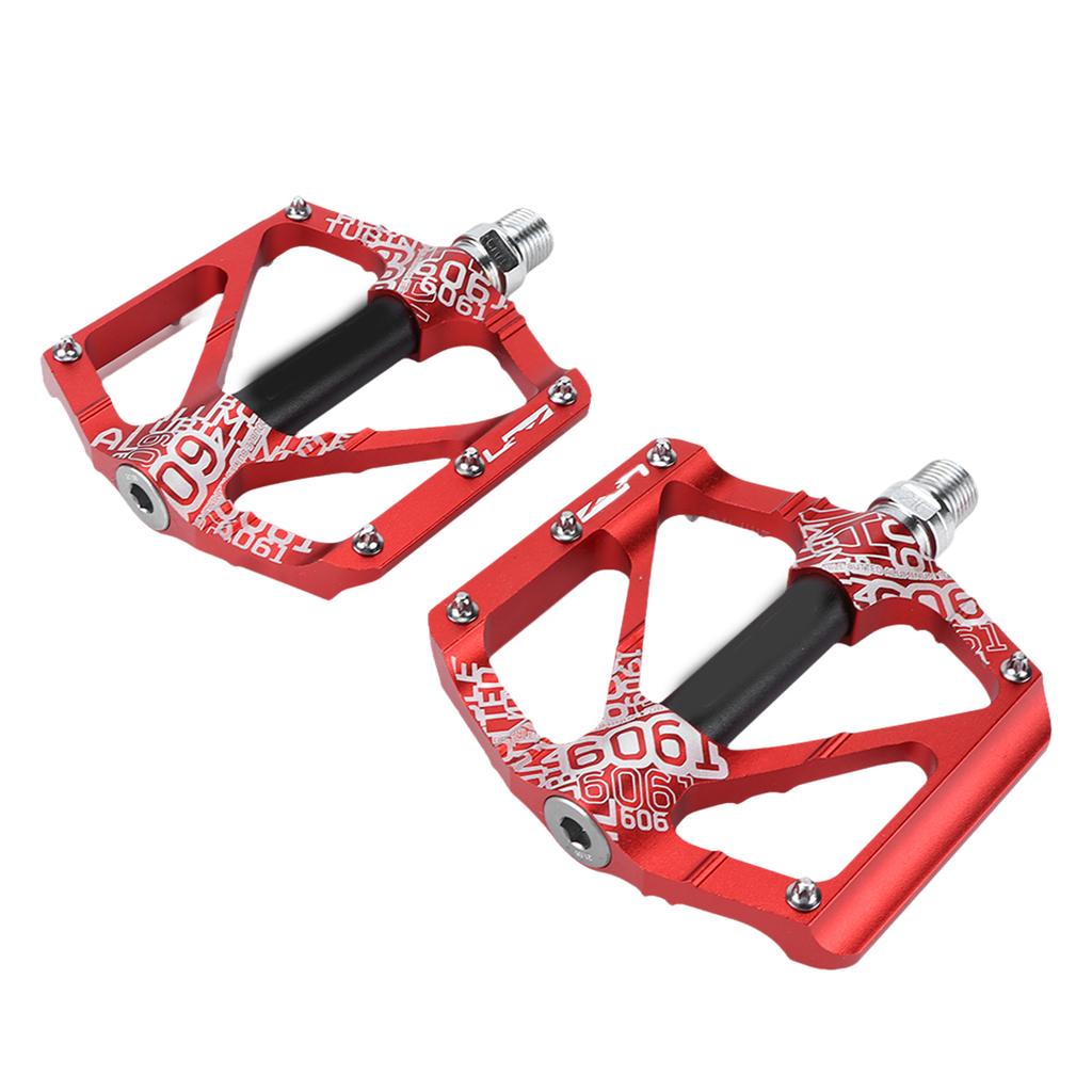 ENLEE 2Pcs Mountain Bike Pedal Bicycle Aluminum Alloy Bearing Pedal Ultra Light Palin Anti Slip PedalRed