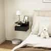 Wall-Mounted Nightstand for Bedroom with Drawer and Wooden Shelf, 35x32x22.5cm, Black