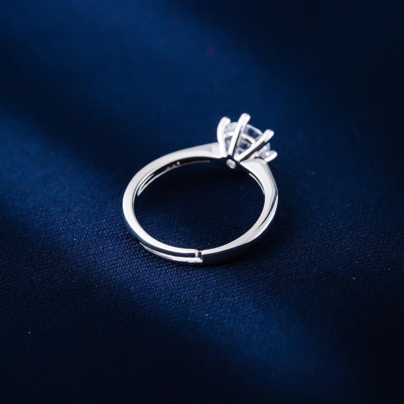 Women's Korean-Style Moissanite Six-Claw Diamond Simulated Wedding & Couple Open Ring