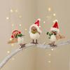 Soft Fabric Christmas Bird Ornament for Tree Shelf or Desk Display, Holiday Accent with Ready to Place Styling