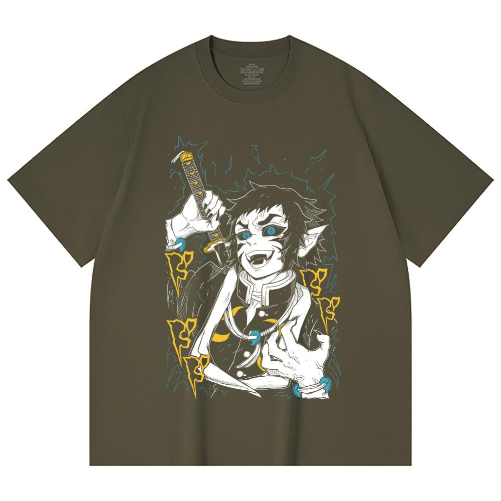 230 Gsm 100% Cotton Demon Slayer V40 Kaigaku Print Unisex Heavy Cotton T Shirt