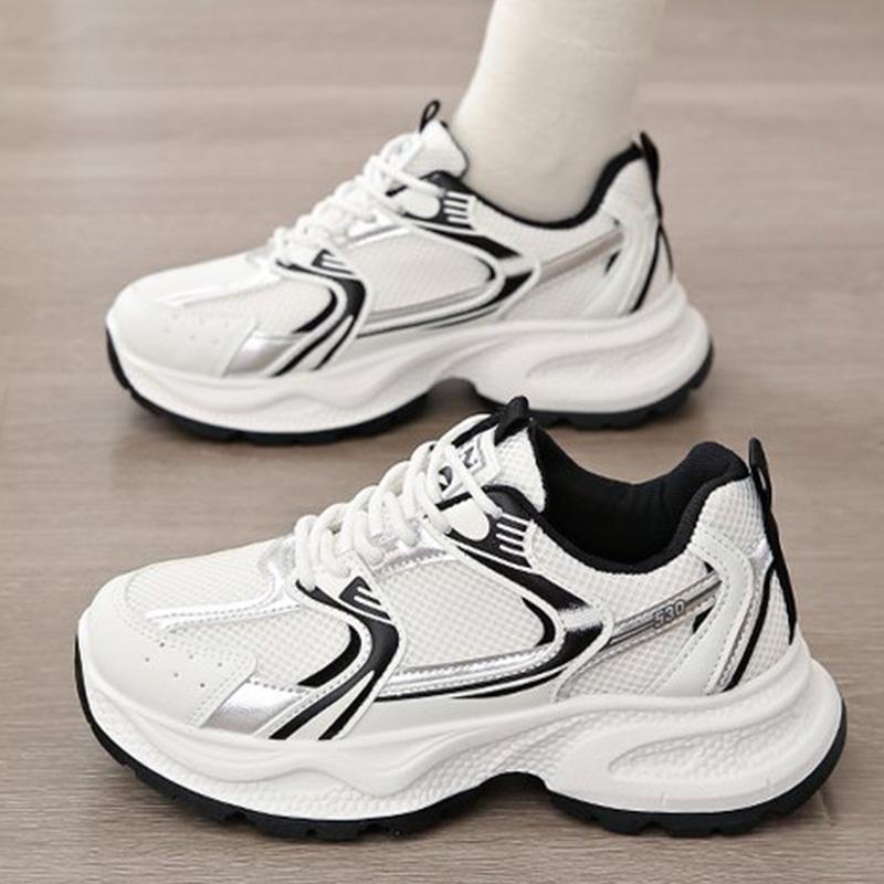 Fashion Comfortable Breathable Mesh Walking Sports Shoes Women Non Slip Platform Sneakers Woman Mix Color Lace Up Casual Shoes Mujer