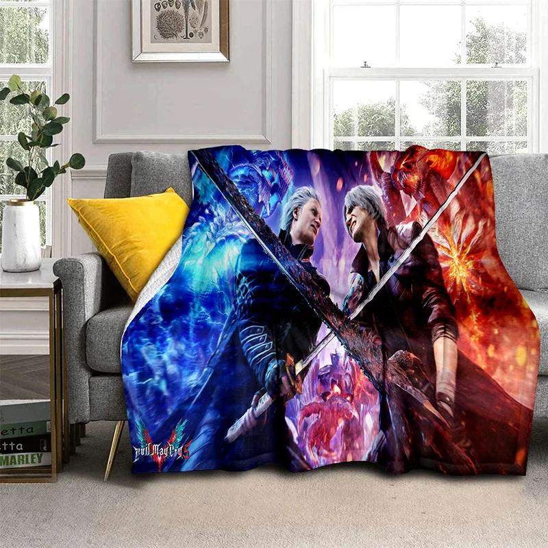3D DMC Game D-Devil May Cry Gamer Blanket,Soft Throw Blanket for Home Bedroom Bed Sofa Picnic Travel Office Cover Blanket Kids