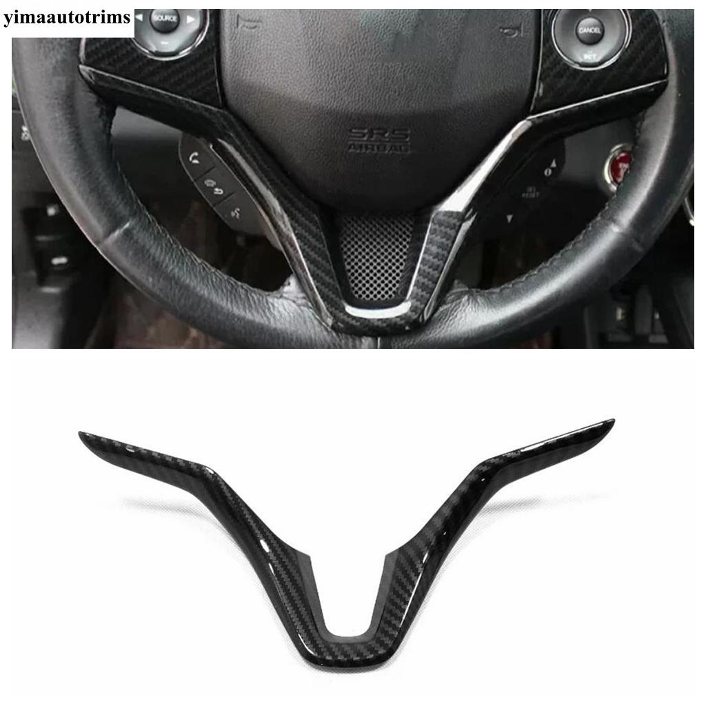 For Honda Vezel HR-V 2014 -  ABS Carbon Fiber Car Steering Wheel Button Frame Decoration Cover Trim Accessories Interior