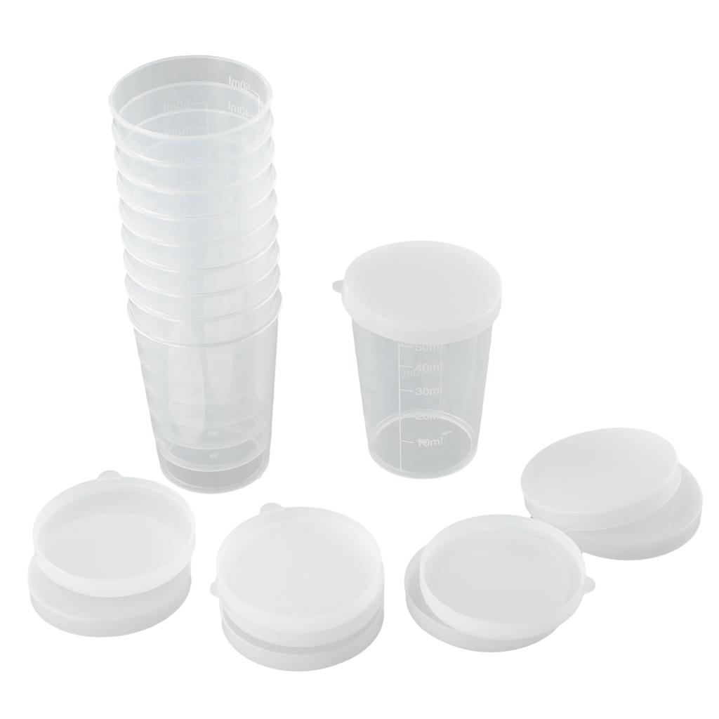 10Pcs Measuring Cups With Lid Transparent Plastic Scale Beaker Cups Lab Container Jugs Kitchen Baking Tool