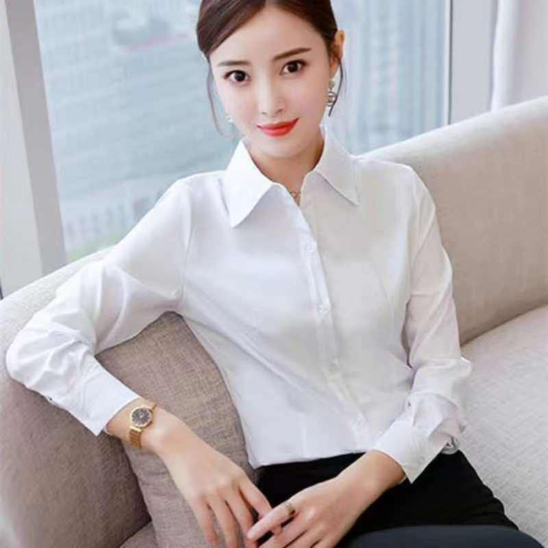 Women's Slim Fit Workwear Shirt, Short & Long Sleeves, Formal Office Uniform, White & Blue, Spring/Summer Collection.