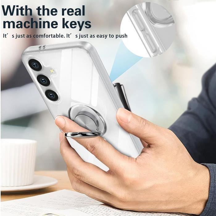 Coque de protection - Samsung - Galaxy S24 Plus - Silicone - Transparent - Anneau Support 360°
