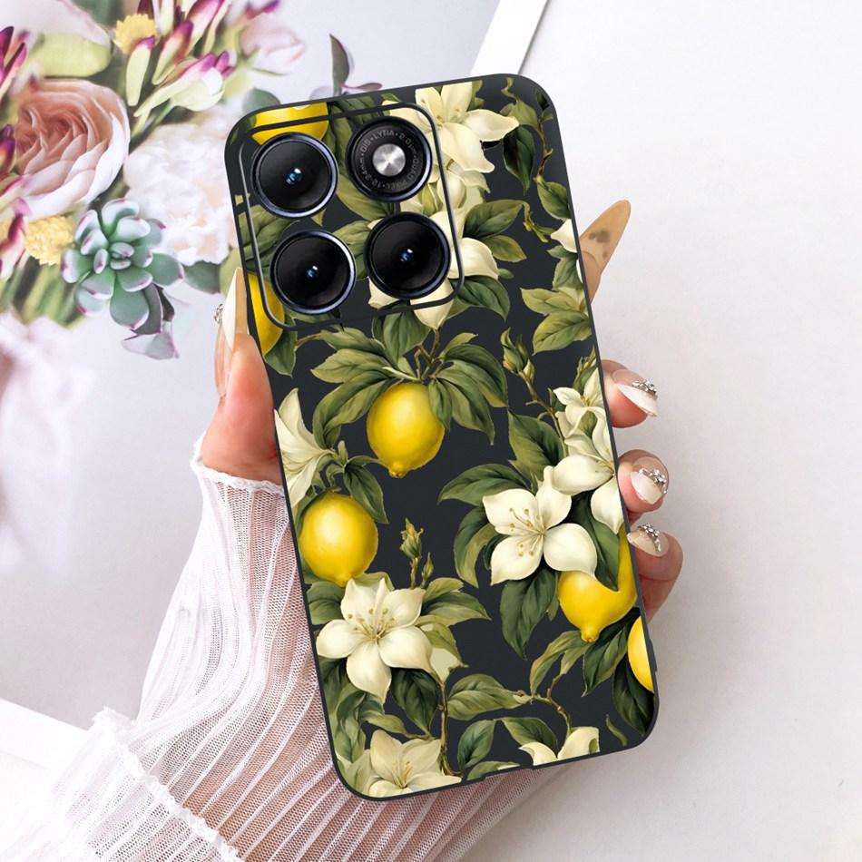 Für Motorola Edge 70 Fusion Niedliche Blume Schmetterling Katze Bemalte Hülle Für Motorola Edge70 Fusion 5G Schwarzes Silikon Weiche Handyhüllen