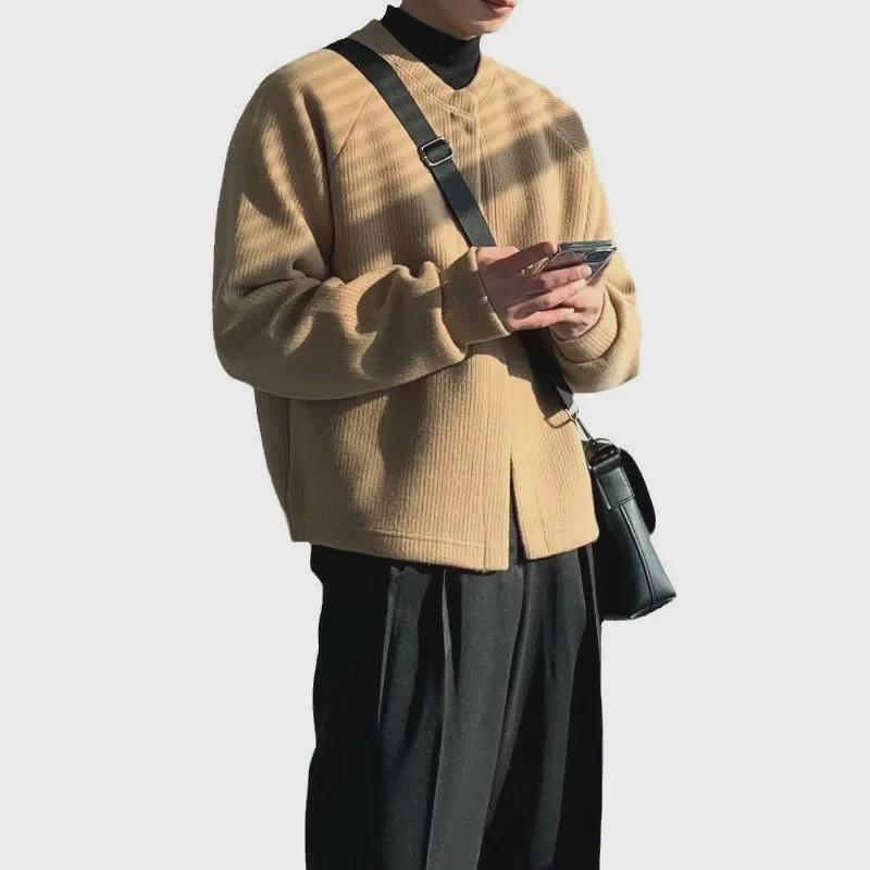 Men's Korean-Style Loose Knitted Cardigan Sweater - 2024 Autumn/Winter Collection