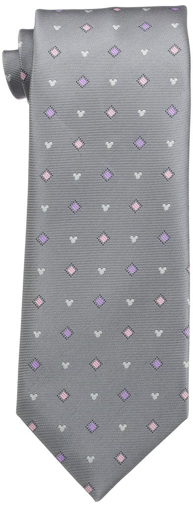 Disney Mickey Mouse Necktie, Officially Licensed, WAD-14, Silver, F