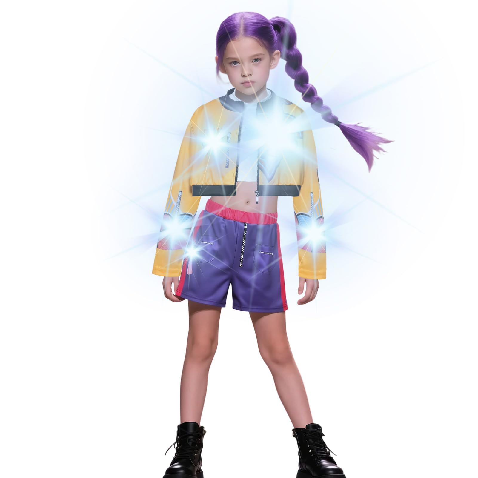 [Fansaara] KPOP Girls  Devil Anime Movie Hunters Cosplay Costume, Cute Kids  Witch Costume for Parties, Events, Halloween, Christmas, School