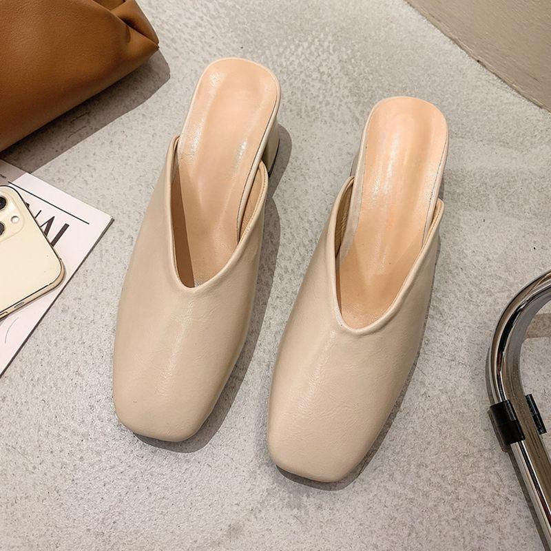 2025 Wearing Half Slippers Outside The Bao Head Female Grandma Shoes Spring and Summer New Coarse with Lazy Sandals Gentle Wind