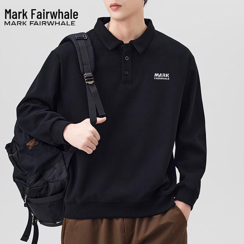 Mark Fairwhale Men's Casual Loose-Fit Collared Sweatshirt