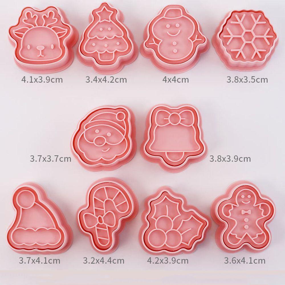 Stamp Cartoon Pressable Christmas Theme Biscuit Mold Kitchen Pastry Cookie Cutters Baking Tools