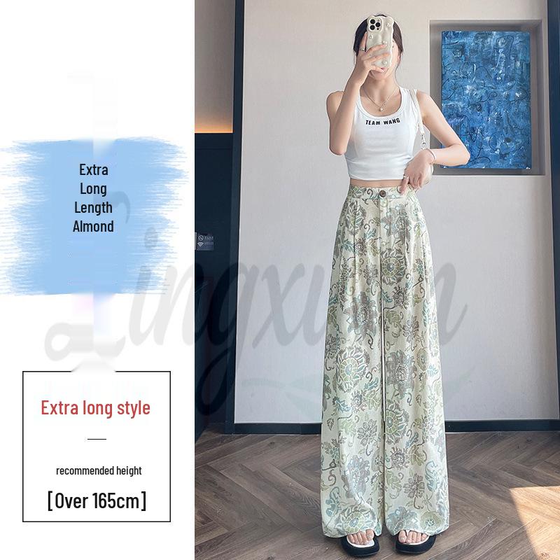 2026 Tie-dye Tencel Linen High-waist Wide-leg Floor-length Women s Pants 2XL