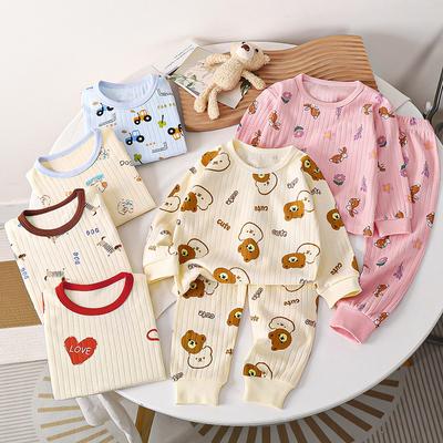 Winter Kids Long Sleeve O Neck T Shirt Pants Set Casual Baggy 2pcs Suit Cotton Cartoon Printes Outfit