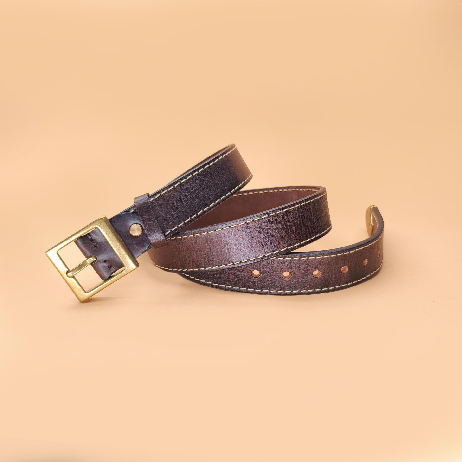 

Ремень Retro Trend с тиснением, утолщенный, мужской, первый слой кожи, бронзовая пряжка, персонализированный гравированный ремень 110cm-125cm темно-коричневого