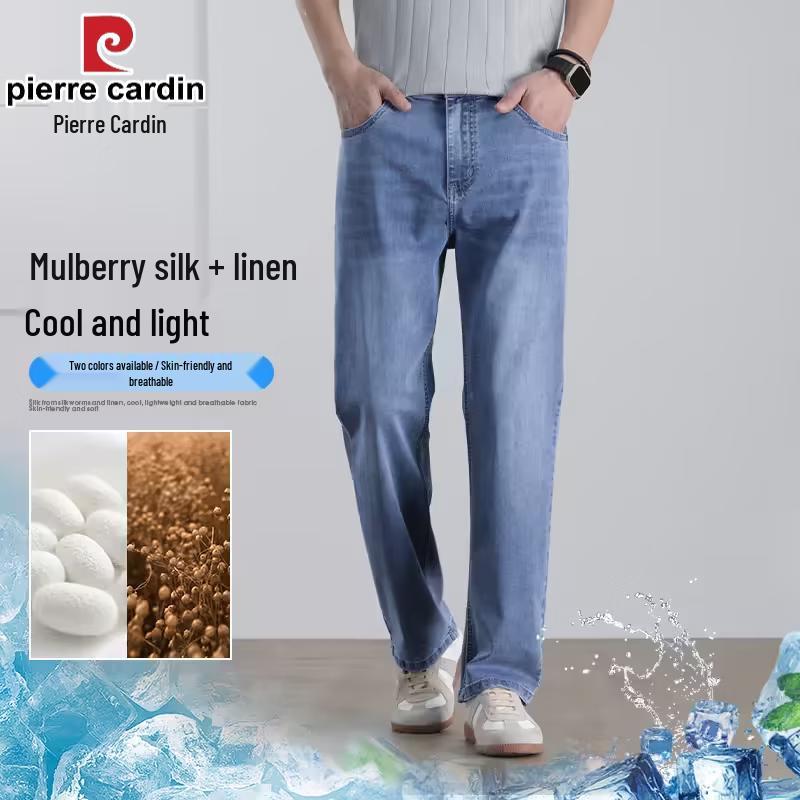 Pierre Cardin Men s Loose Straight Linen Blend Jeans 34