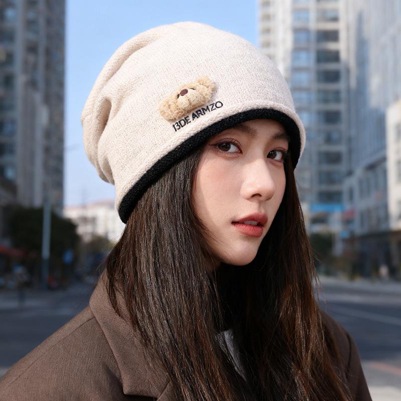 New Style Dui Dui Hat for Women In Autumn and Winter Korean Style Loose Big Head Circumference Cold Hat Showing Face Little Cute Pullover Cap