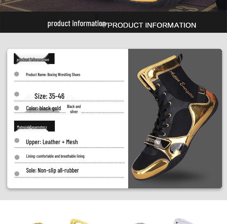 Zapatos Profesionales de Boxeo y Lucha Libre de Caña Alta - Transpirables, Antideslizantes para Hombres y Mujeres