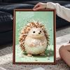 5D Framed Pearl Painting Kit Cute Little Hedgehog Sparkling Bead Art Canvas Ready to Display Romantic Home Decor Gift DIY Wall Art Craft Project