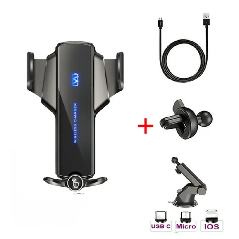 

15 Вт Магнитное Беспроводное Автомобильное Зарядное Устройство Автоматическая Быстрая Зарядка Держатель для Телефона Type-C