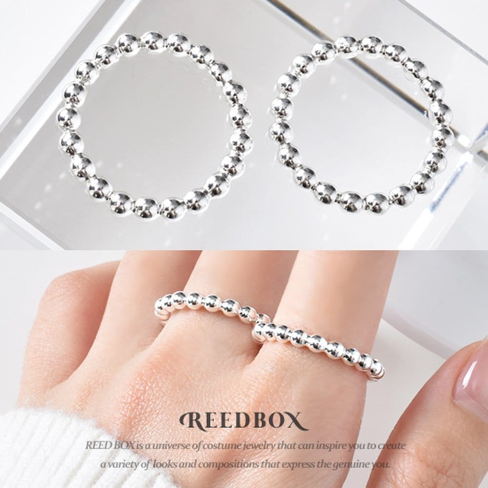 

925 Silver Bubble Ball 3mm Layered Guard Ring Sterling Silver Ball Ring No. 15 58mm