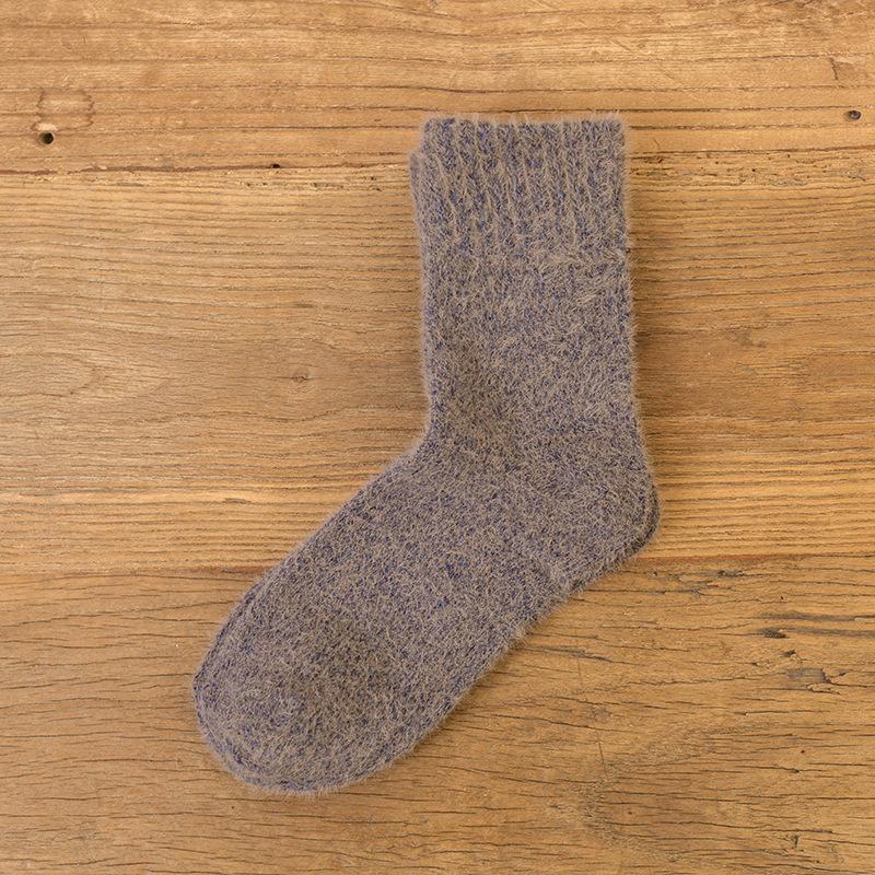 5 Pairs of Winter Female Solid Color Imitation Mink Wool and Thick Warm Rabbit Wool Tube Socks