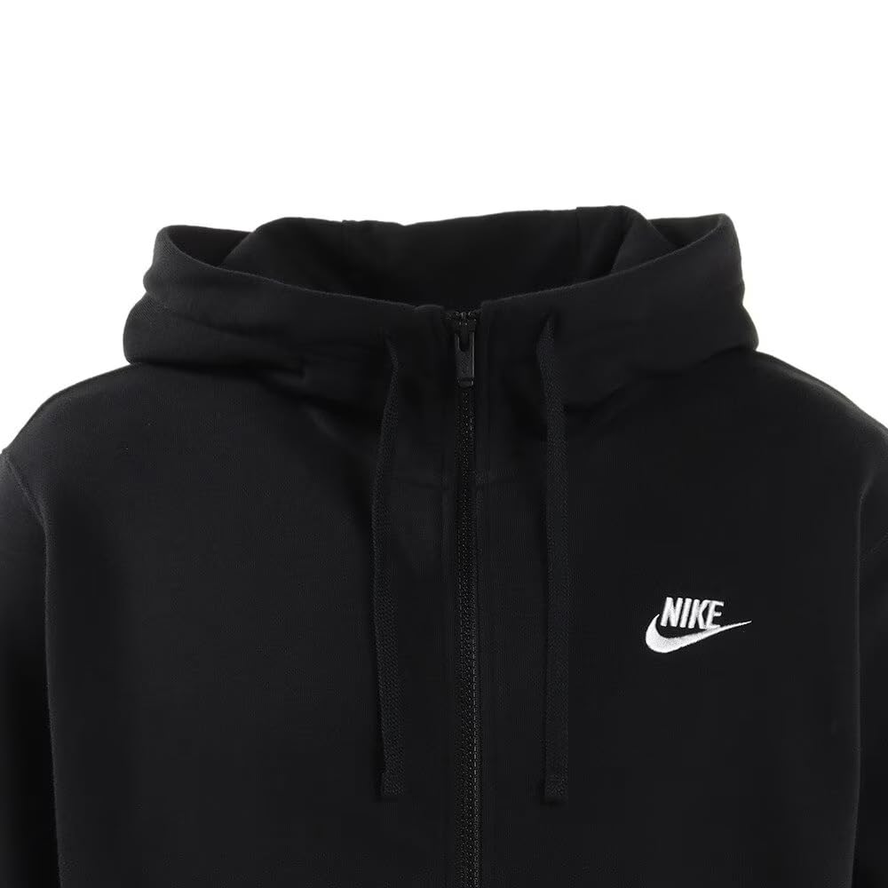 Nike Club French Terry Full-Zip Hoodie BV2649-010 Black/White (Size S)