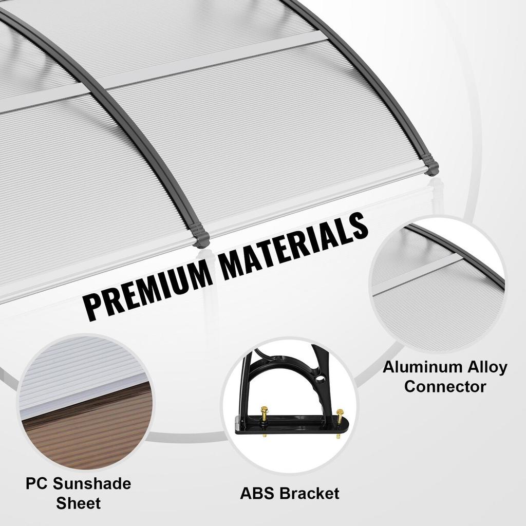 Window Door Awning Canopy 40" x 40", UPF 50+ Polycarbonate Entry Door Outdoor Window Awning Exterior, Front Door Overhang Awning for Sun Shutter, UV,