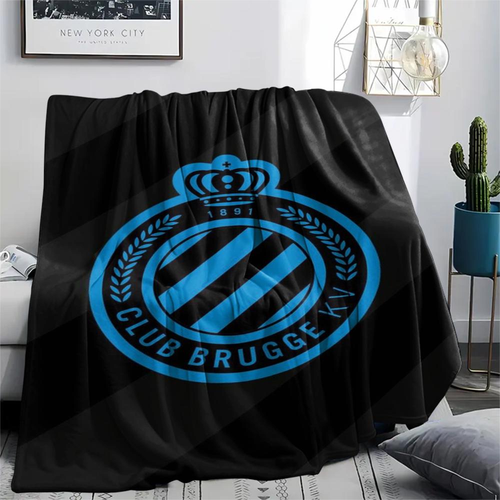 1 Pezzo Coperta in Flanella con Stampa Club Brugge K V, Alta Qualità Comoda per Tutte le Stagioni, Decorazione per la Casa, Calore e Comfort, Perfetta per Regali di Natale